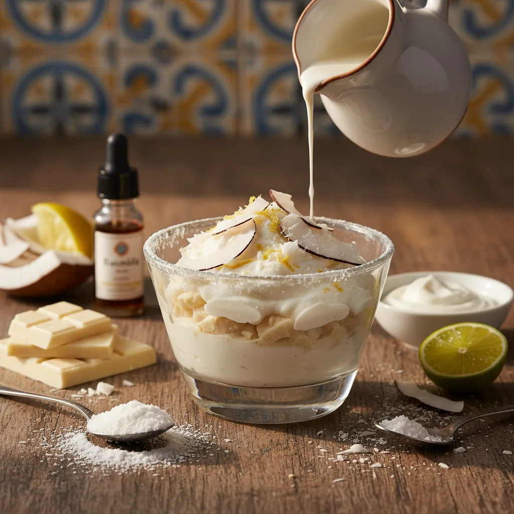 Iogurte de Chocolate Branco e Coco Cremoso