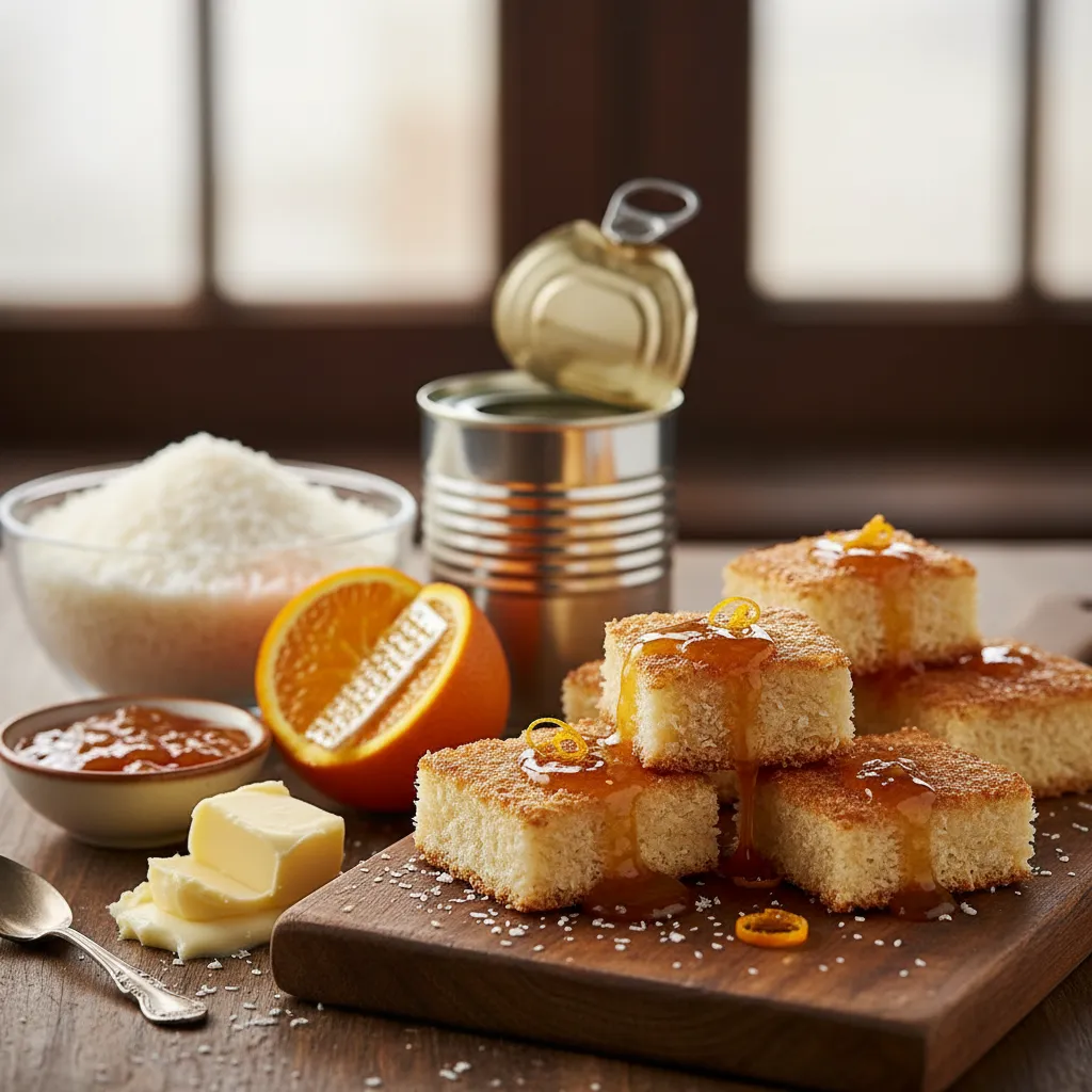 Quadrados de Coco com Doce de Laranja