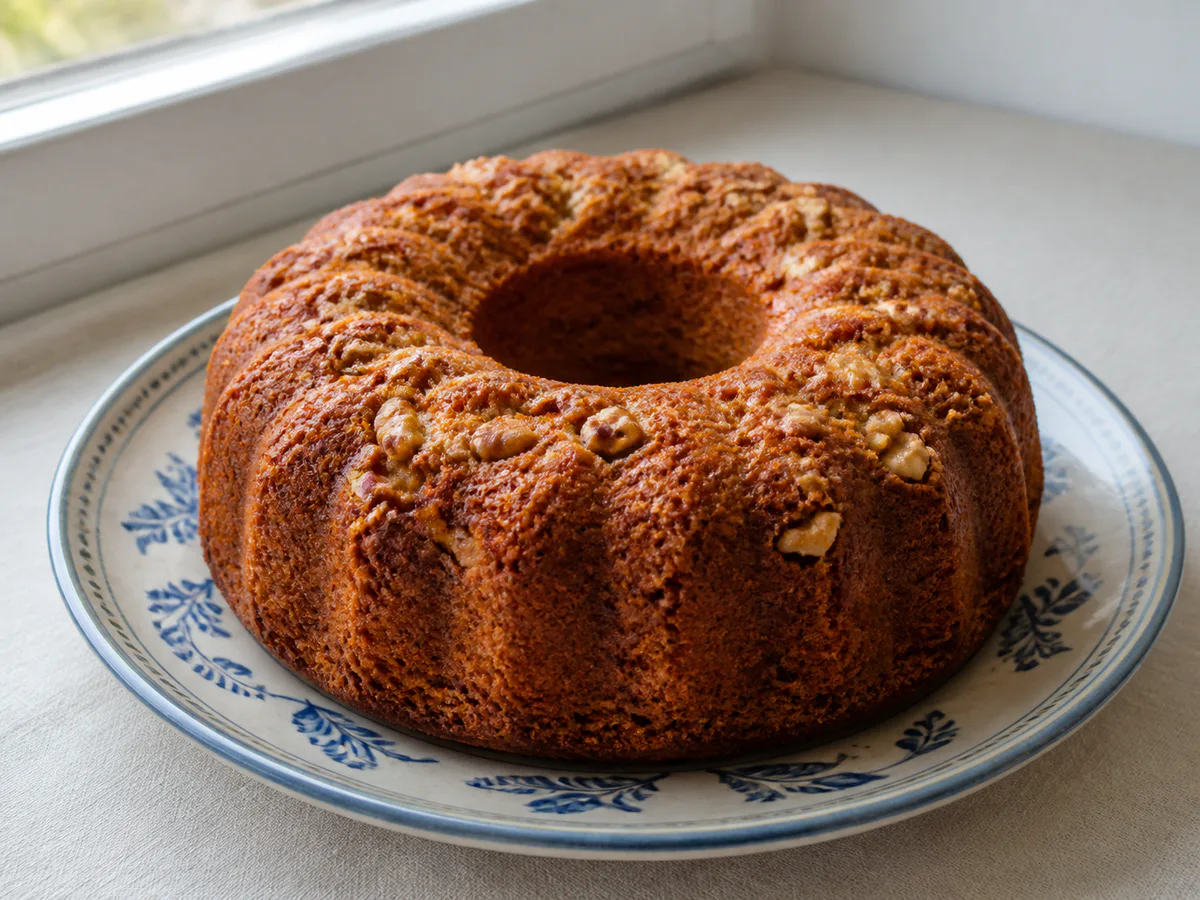 Bolo de Canela e Nozes com Manteiga e Iogurte